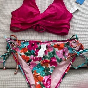 Cupshe Pink and Floral Bikini Set
